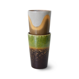 HKliving® - Ceramic 70's Tea Mugs - Fuse - Set of 2 (ACE7249)