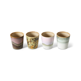 HKliving® - Ceramic 70's Coffee Mugs - Serendipity - Set of 4 (KST0077)