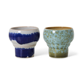 HKliving® - Ceramic 70's Lungo Mugs - Symbolist - Set of 2 (KST0157)