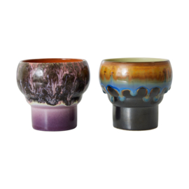 HKliving® - Ceramic 70's Lungo Mugs - Merge - Set of 2 (ACE7266)