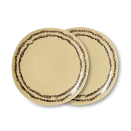 HKliving® - Ceramic 70's Side Plates - Vanilla - Set of 2 (KST0212)