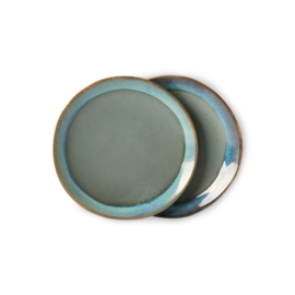 HKliving® - Ceramic 70's Dessert Plates - Moss - Set of 2 (ACE6066)