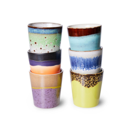 HKliving® - Ceramic 70's Coffee Mugs - Set of 6 (ACE7124)