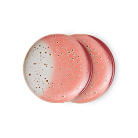 HKliving® - Ceramic 70's Dessert Plates - Lychee - Set of 2 (KST0060)