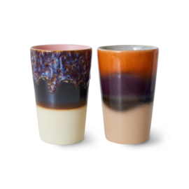 HKliving® - Ceramic 70's Tea Mugs - Dusk - Set of 2 (ACE7246)