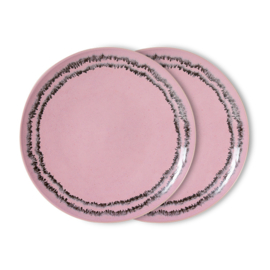 HKliving® - Ceramic 70's Dinner Plates - Bubble - Set of 2 (KST0209)