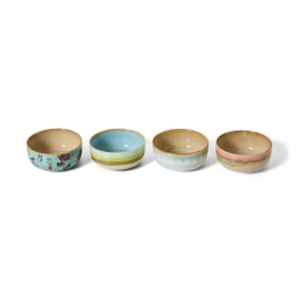 HKliving® - Ceramic 70's Dessert Bowls - Impression - Set of 4 (KST0164)