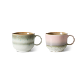 HKliving® - Ceramic 70's Tea Cups - Nova - Set of 2 (KST0069)