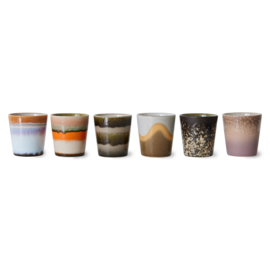 HKliving® - Ceramic 70's Coffee Mugs - Elements - Set of 6 (ACE7212)