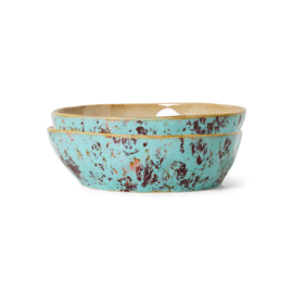 HKliving® - Ceramic 70's Pasta Bowls - Patina - Set of 2 (KST0177)