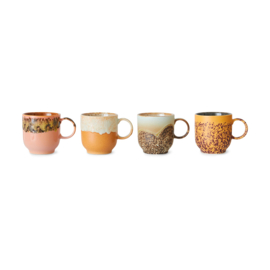 HKliving® - Ceramic 70's Café Mugs - Set of 4 - Cape (KST0006)