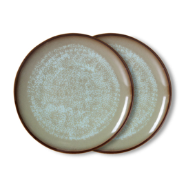 HKliving® - Ceramic 70's Dinner Plates - Contrast - Set of 2 (KST0206)