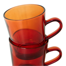 HKliving® - 70s Glassware Coffee Cups - Amber Brown -  Set of 4 (AGL4503)