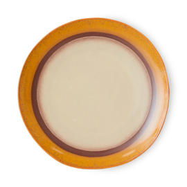 HKliving® - Ceramic 70's Dinner Plates - Coconut - Set of 2 (KST0061)