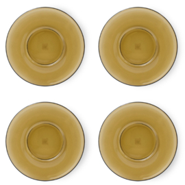 HKliving® - 70s Glassware Saucers - Mud Brown - Set of 4 (AGL4504)