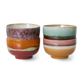 HKliving® - Ceramic 70's Noodle Bowls - Geyser - Set of 4 (ACE7258)