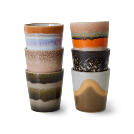 HKliving® - Ceramic 70's Coffee Mugs - Elements - Set of 6 (ACE7212)