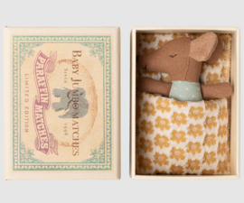 Maileg - Sleepy Wakey Baby Mouse in a Matchbox - Blue