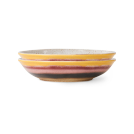 HKliving® - Ceramic 70's Curry Bowls - Hibiscus - Set of 2 (KST0040)