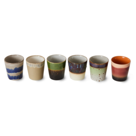 HKliving® - Ceramic 70's Coffee Mugs - Grounding - Set of 6 (ACE7218)