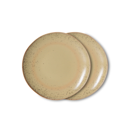 HKliving® - Ceramic 70's Dessert Plates - Grit - Set of 2 (KST0218)