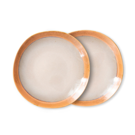 HKliving® - Ceramic 70's Side Plates - Earth - Set of 2 (ACE7073)