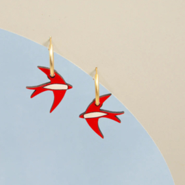 Materia Rica - Scarlet Red Swallow Earrings