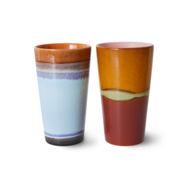 HKliving® - Ceramic 70's Latte Mugs - Clash - Set of 2 (ACE7240)