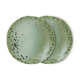 HKliving® - Ceramic 70's Side Plates - Fleck - Set of 2 (KST0180)
