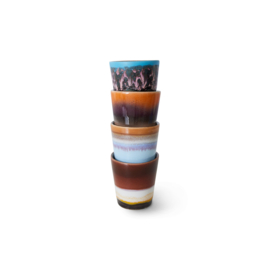 HKliving® - Ceramic 70's Ristretto Mugs - Solar - Set of 4 (ACE7239)
