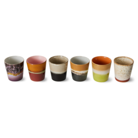 HKliving® - Ceramic 70's Coffee Mugs - Soil - Set of 6 (ACE7222)