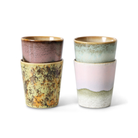 HKliving® - Ceramic 70's Coffee Mugs - Serendipity - Set of 4 (KST0077)