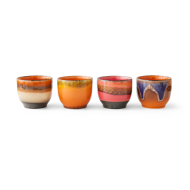 HKliving® - Ceramic 70's Coffee Cups - Set of 4 - Java (ACE7312)