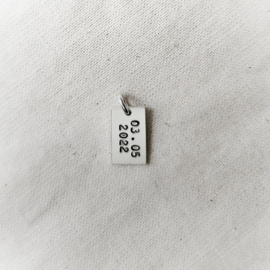 Datumbedel zilver | Rechthoek 12 mm | .925 ZILVER
