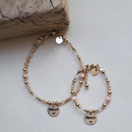 Moeder dochter armband | Louise goud met naam