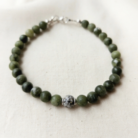 As armband | Groene kwarts 6 mm | .925 ZILVER