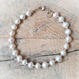 Gouden armband | Dames | Luna | Zoetwaterparel