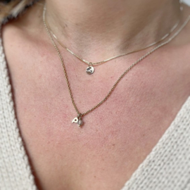 Moederdag cadeau | Ketting geboortesteen & cut out letter | Goud