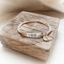 SOS armband | Glans | Met gouden geboortebloembedel