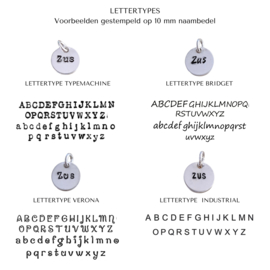 Naambedel zilver | voor naam of symbool | 10 mm