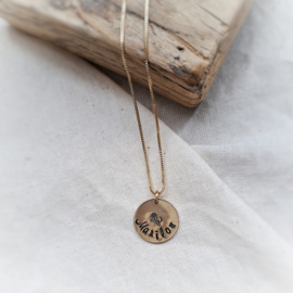 Geboorte ketting | Goud | Naam & geboortebloem 15 mm