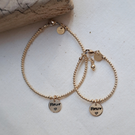 Moeder dochter armband | Lieve goud met naam