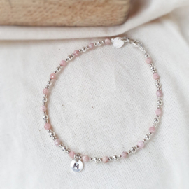 Armband met initiaal | Bella | Rhodochrosiet