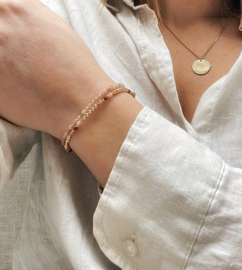 Armband dames | Set zonnesteen en goudsteen | Goud