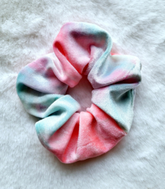 Scrunchie roze tiedye/velours