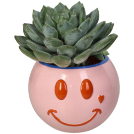 Bloempot Smiley Roze