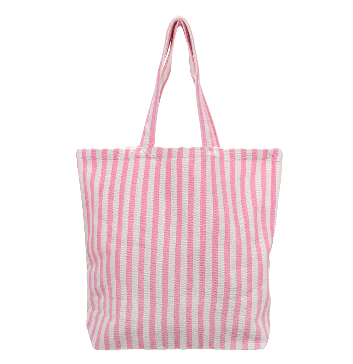 Shopper - katoen - naturel met strepen - roze