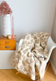 Deken - Leopard patroon - taupe/beige - Adelheid