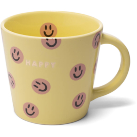 Mok - Happy - geel -250ml