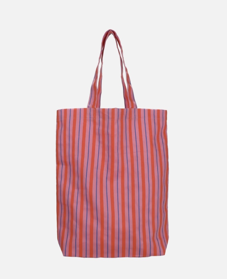 katoenen - tas - roze - oranje - blauw - gestreept
